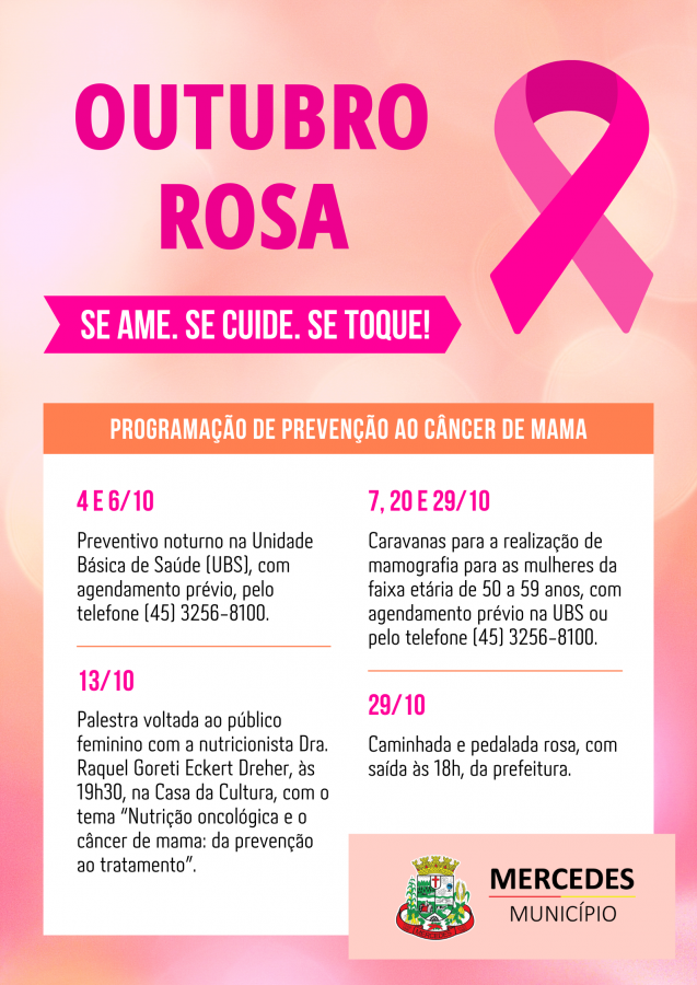 Caminhada alusiva ao Outubro Rosa será realizada nesta terça em