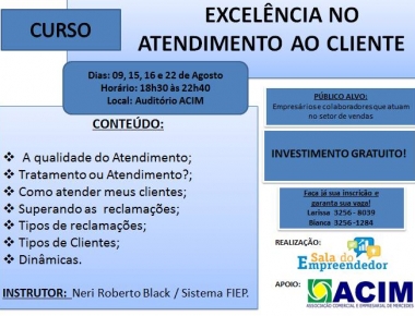 Curso Excelência no Atendimento ao Cliente será oferecido em Mercedes