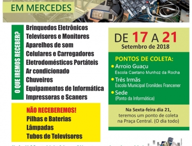 Campanha de coleta de lixo eletrônico ocorre de 17 a 21 de setembro   