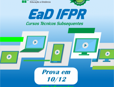 Provas para Cursos Técnicos EAD IFPR vão ocorrer na segunda-feira