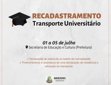 Secretaria de Educação e Cultura inicia hoje recadastramento de transporte universitário