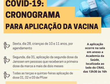 Vacinação de crianças de 10 e 11 anos acontece na sexta, dia 28
