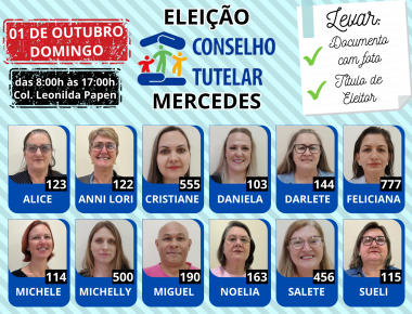 Eleição de novos conselheiros tutelares acontece domingo em Mercedes