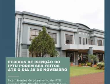 Pedidos de isenção do IPTU podem ser feitos até o dia 30 de novembro
