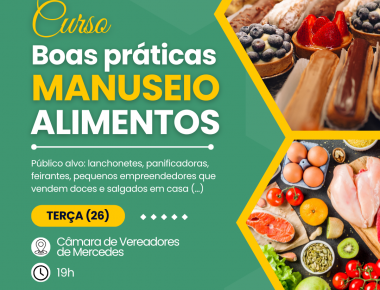 Nesta terça tem curso de “Boas práticas no manuseio de alimentos” em Mercedes