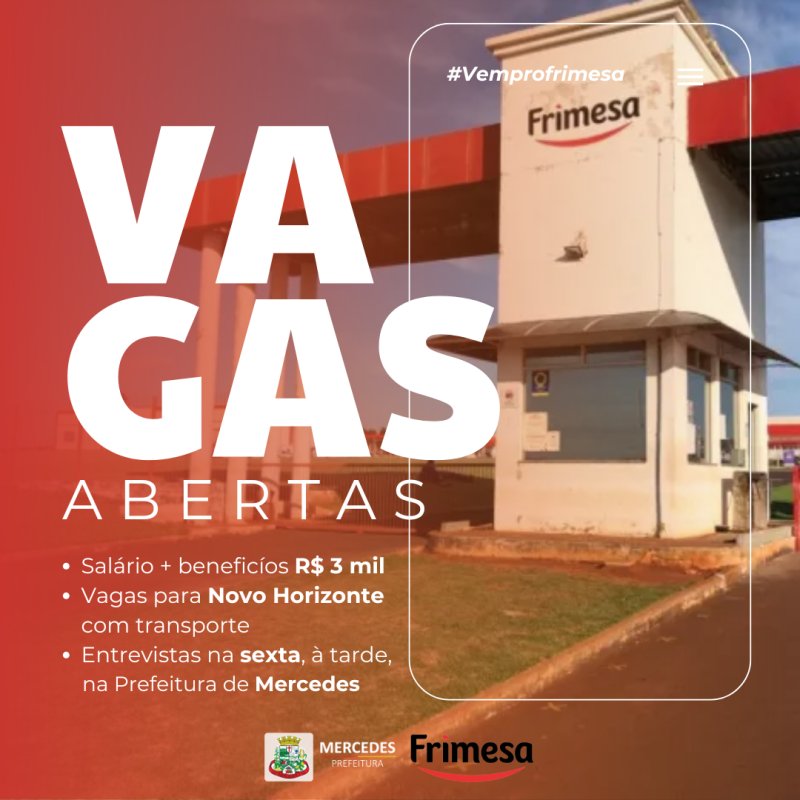 Frimesa abre vagas para moradores de Mercedes