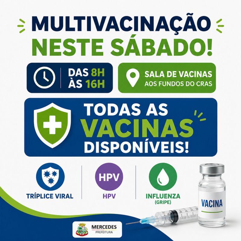 Campanha de Multivacinação acontece neste sábado