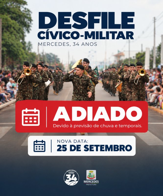 Previsão de chuva forte leva Mercedes a adiar desfile cívico-militar