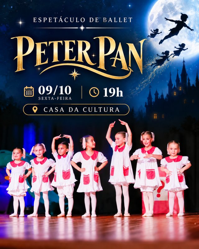 Espetáculo de ballet Peter Pan acontece nesta sexta